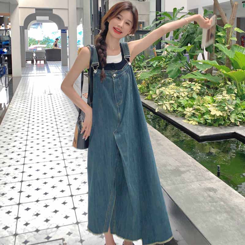 タックスカートデニムサロペット