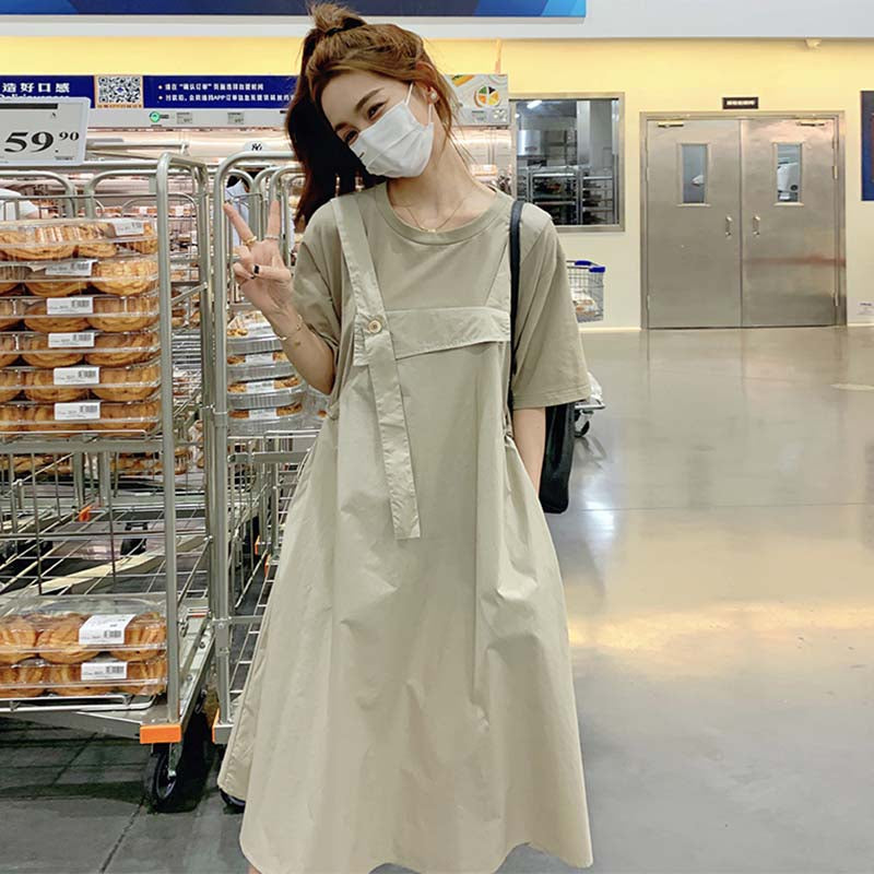 オーバーサイズTシャツワンピース（ベージュ）夏 一枚で決まる着こなし 