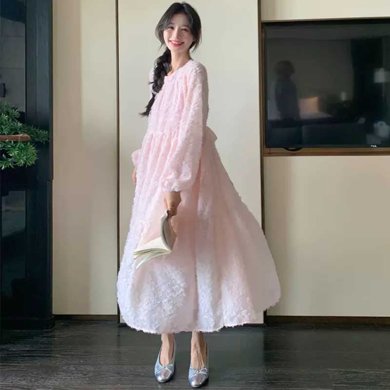 フラワージャガードワンピース(2colors)