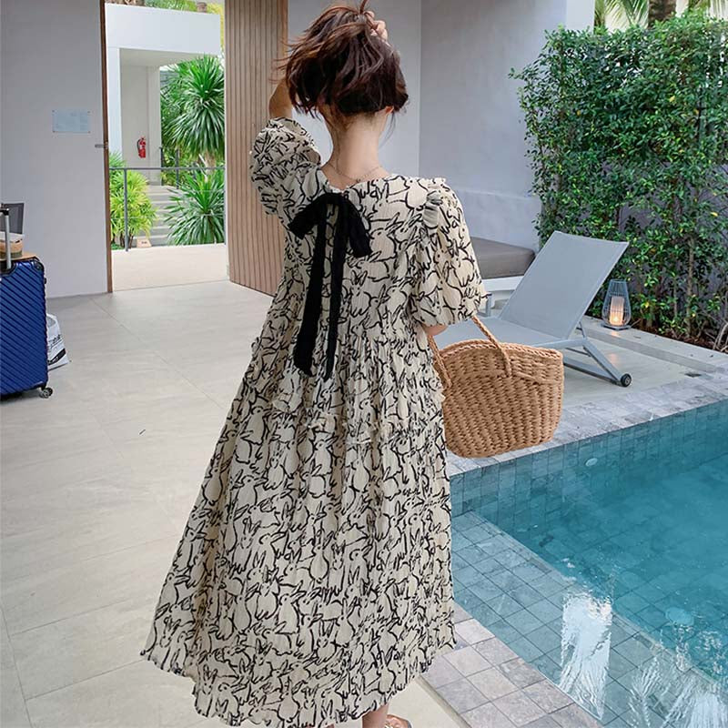 モノトーンラビットワンピース