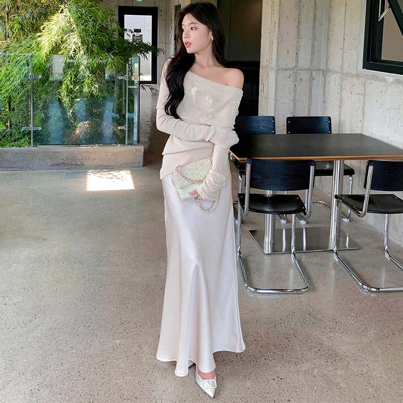 シャンパンカラーフレアスカート