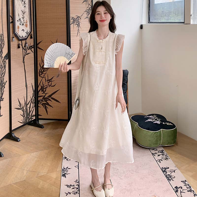 フリル袖Aラインワンピース