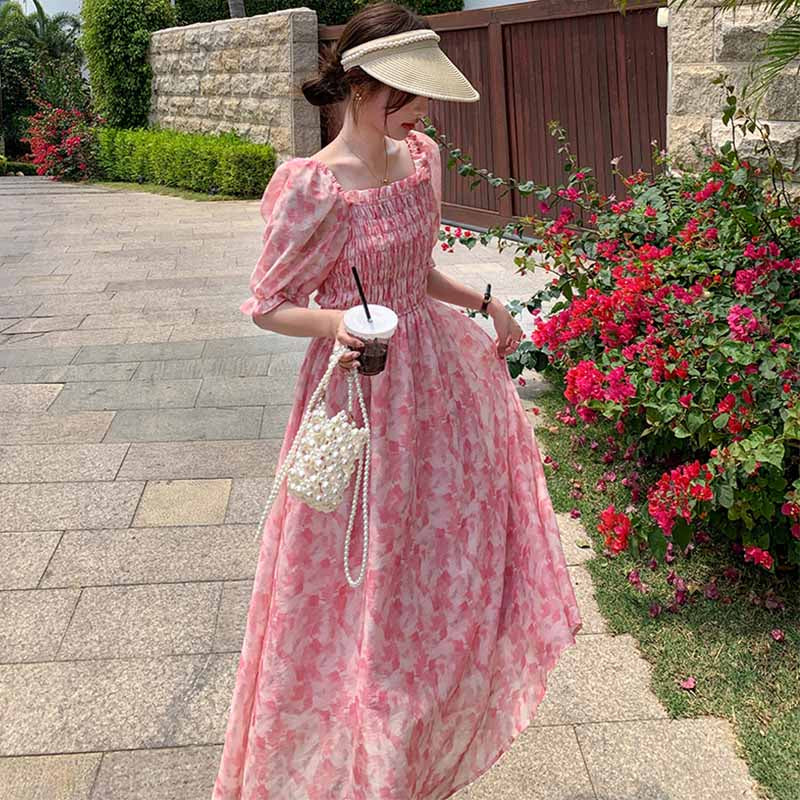 シャーリングシフォンワンピース