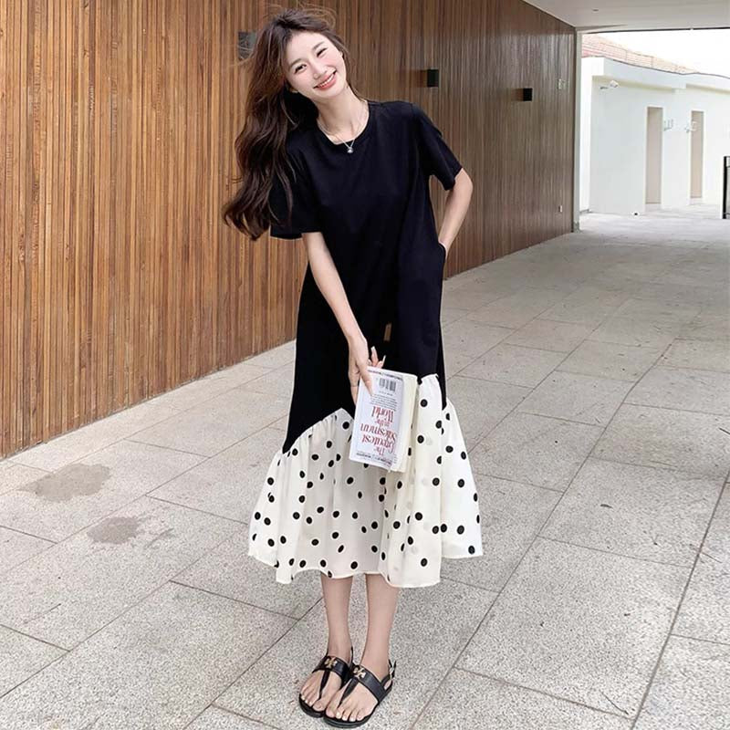 ドットスカートワンピース