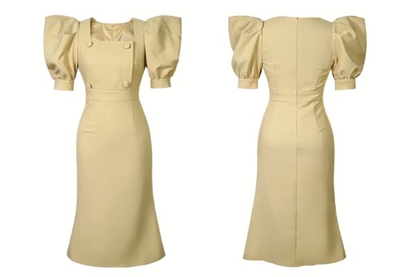 パワーショルダースクエアネックタイトワンピース(2colors)