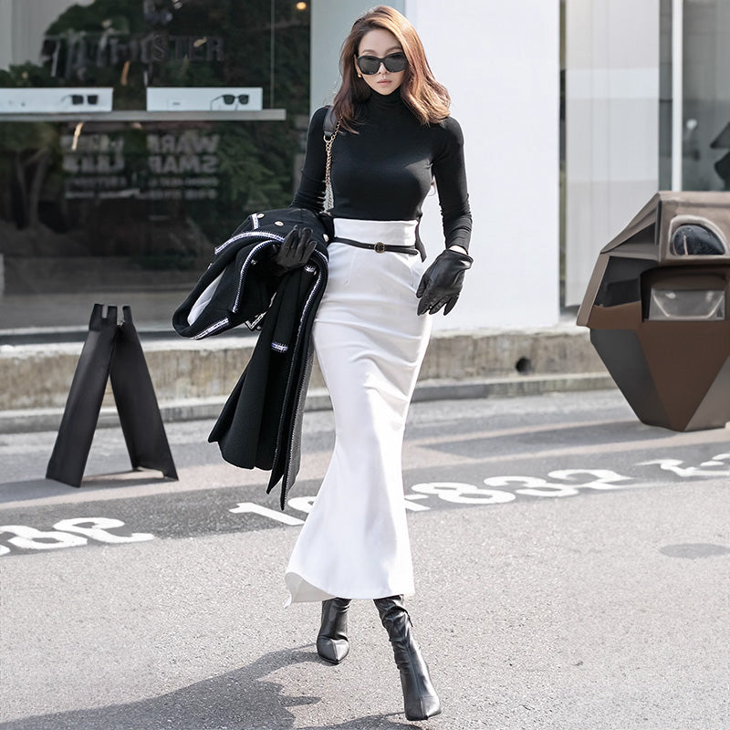 マキシ丈マーメイドスカート(2colors)