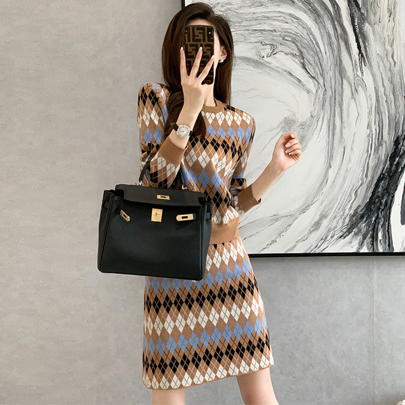 アーガイルニットセットアップ