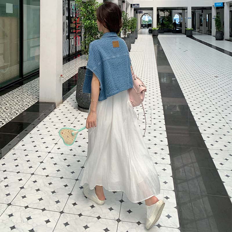 ニットジャケット×キャミソールワンピース