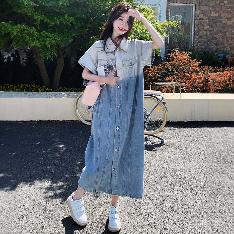 ツートンデニムシャツワンピース