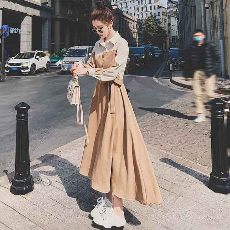 ウエストリボンバイカラーワンピース