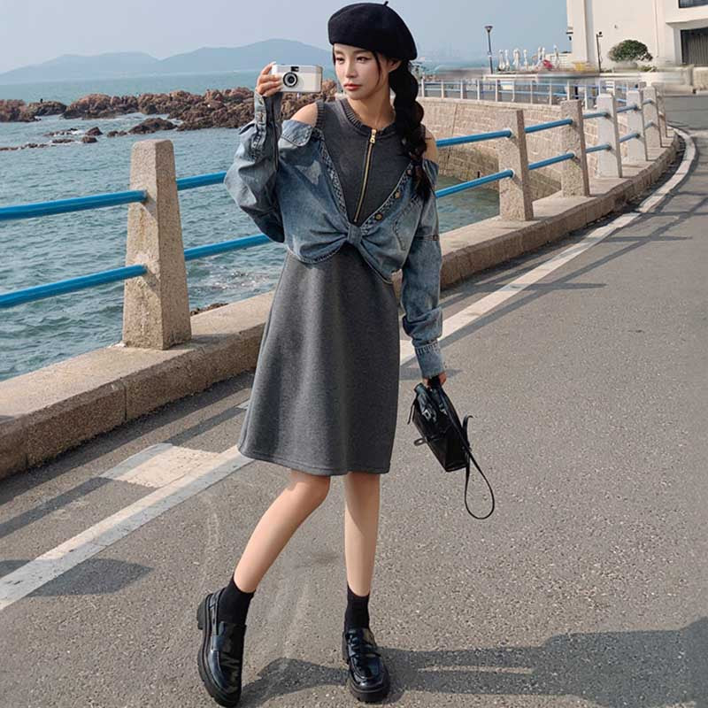 デニムボレロ風ワンピース