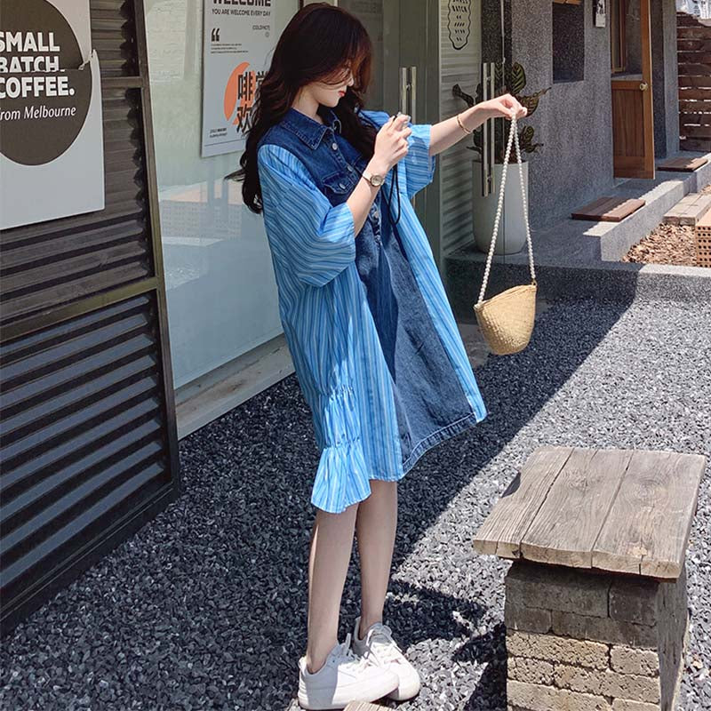 デニム切り替えワンピース