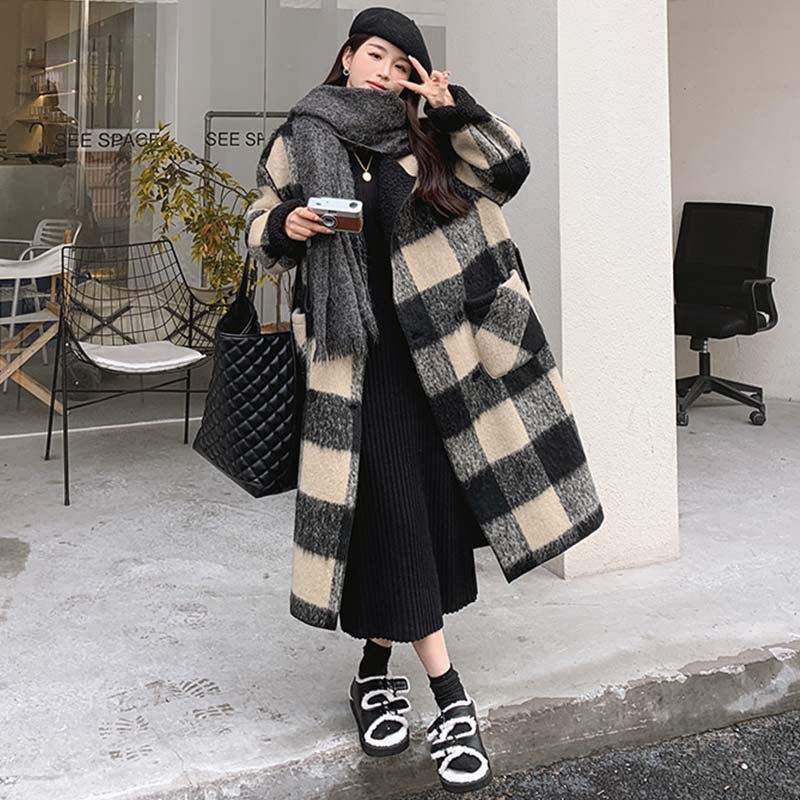 リバーシブルブラックチェックコート