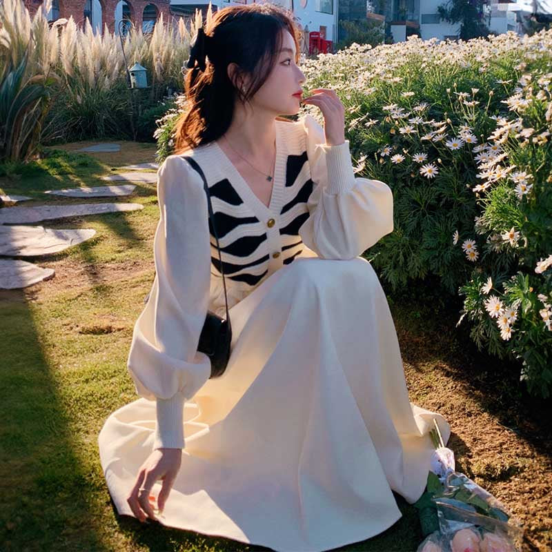 ウェーブボーダーAラインワンピース