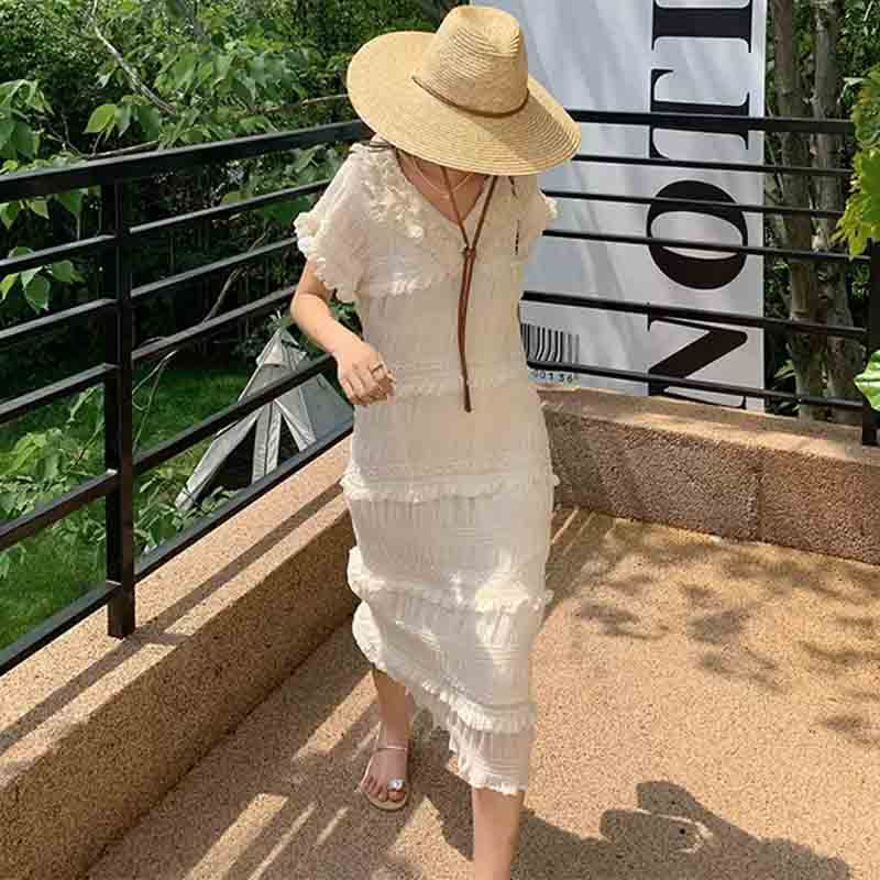 【即納】フリンジティアードワンピース