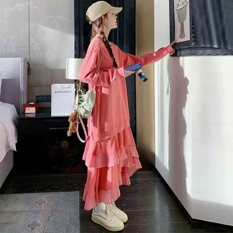 コーラルフリルスカートワンピース