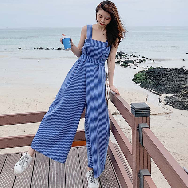 バックリボンストライプロンパース