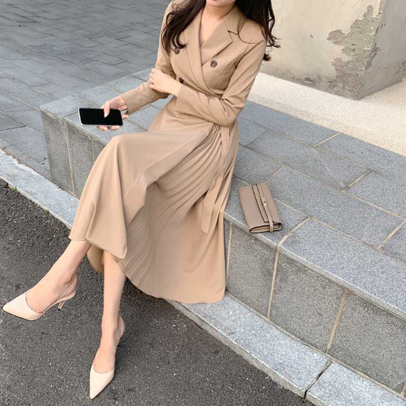 サイドプリーツラップワンピース(2colors)