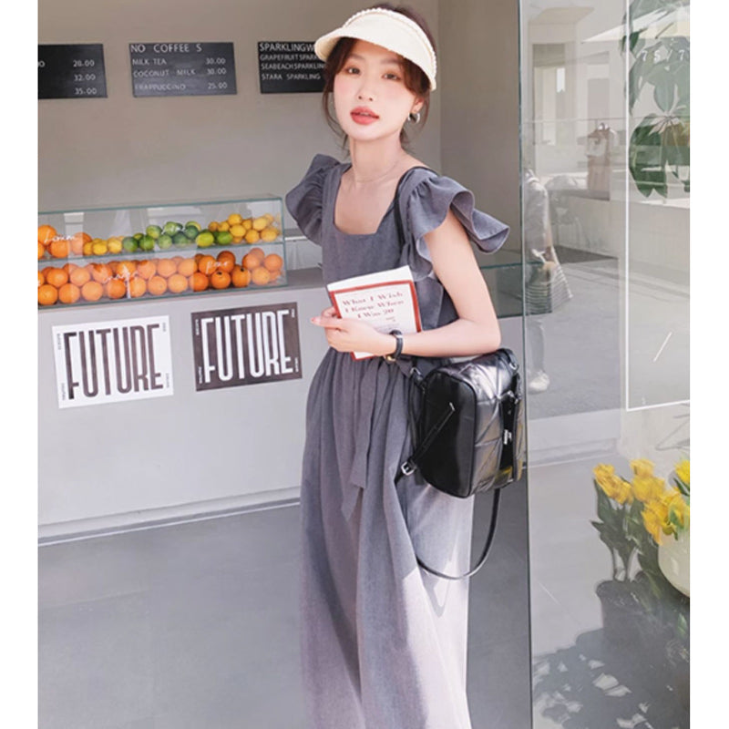 スクエアネックワイドパンツオールインワン