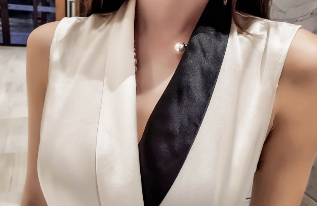 ウエストリボンバイカラーカシュクールサテンワンピース