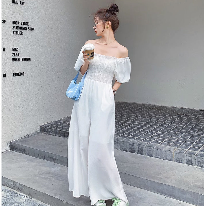 スクエアネックワイドロンパース(4colors)