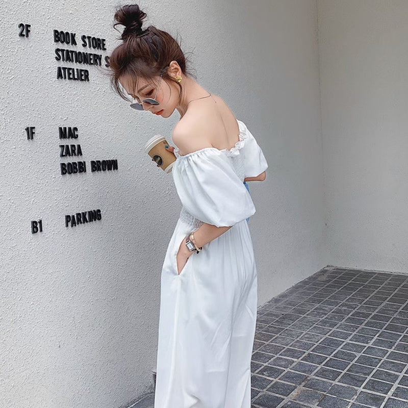 スクエアネックワイドロンパース(4colors)