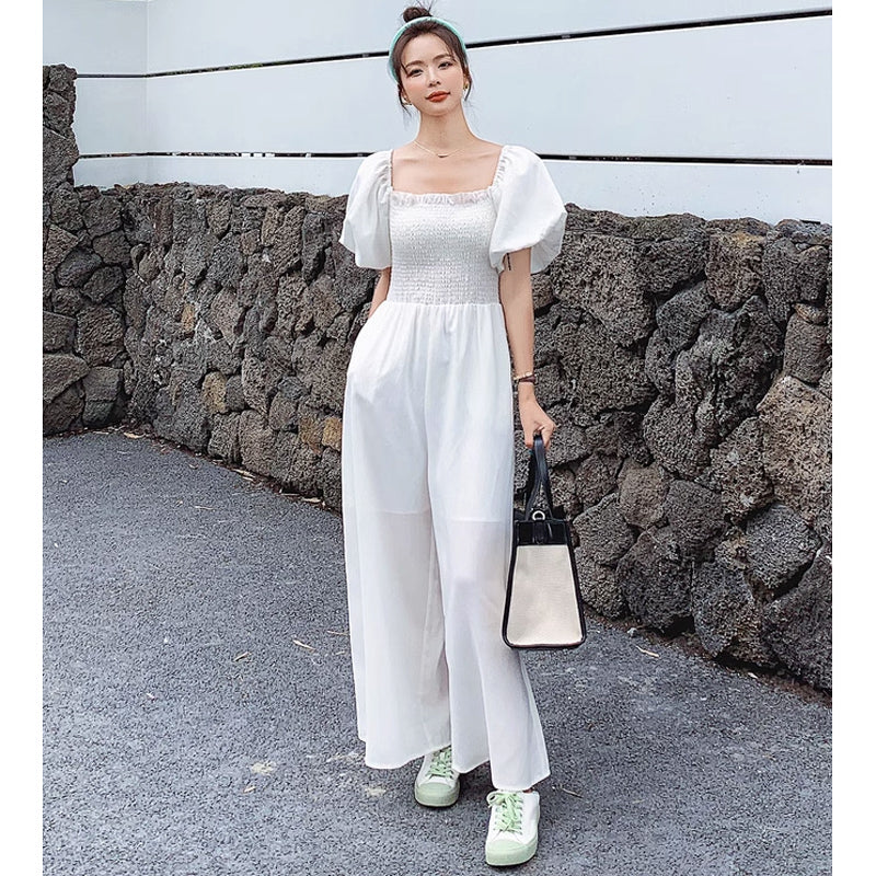 スクエアネックワイドロンパース(4colors)