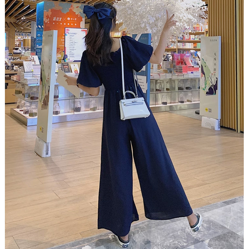 スクエアネックワイドロンパース(4colors)