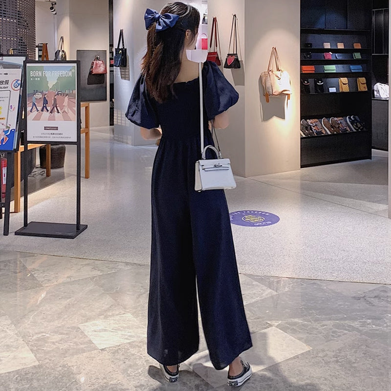 スクエアネックワイドロンパース(4colors)