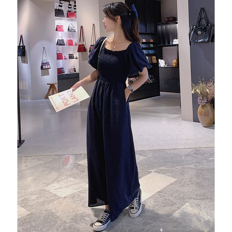 スクエアネックワイドロンパース(4colors)