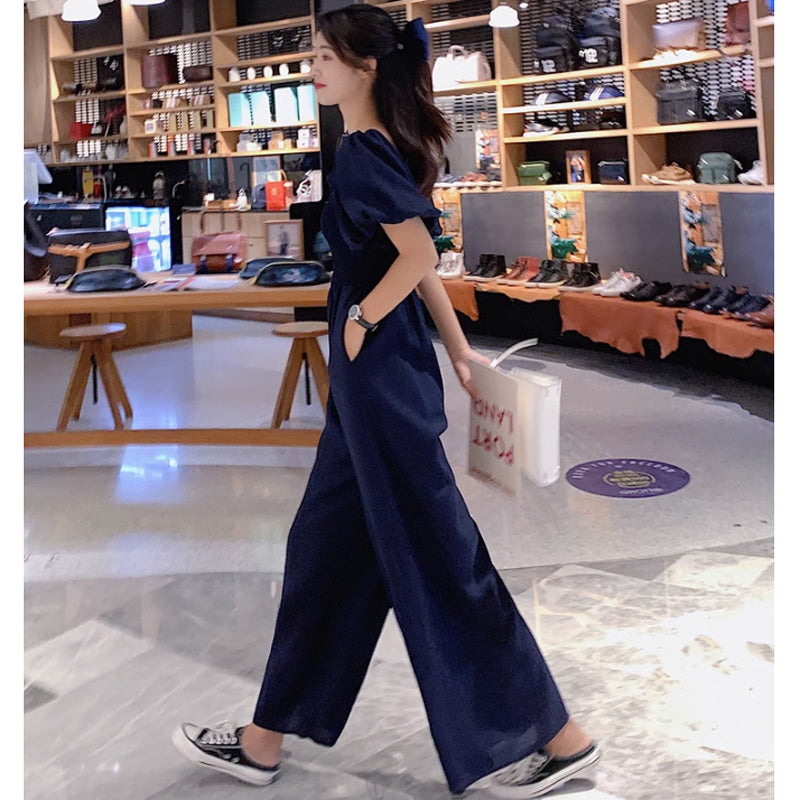 スクエアネックワイドロンパース(4colors)