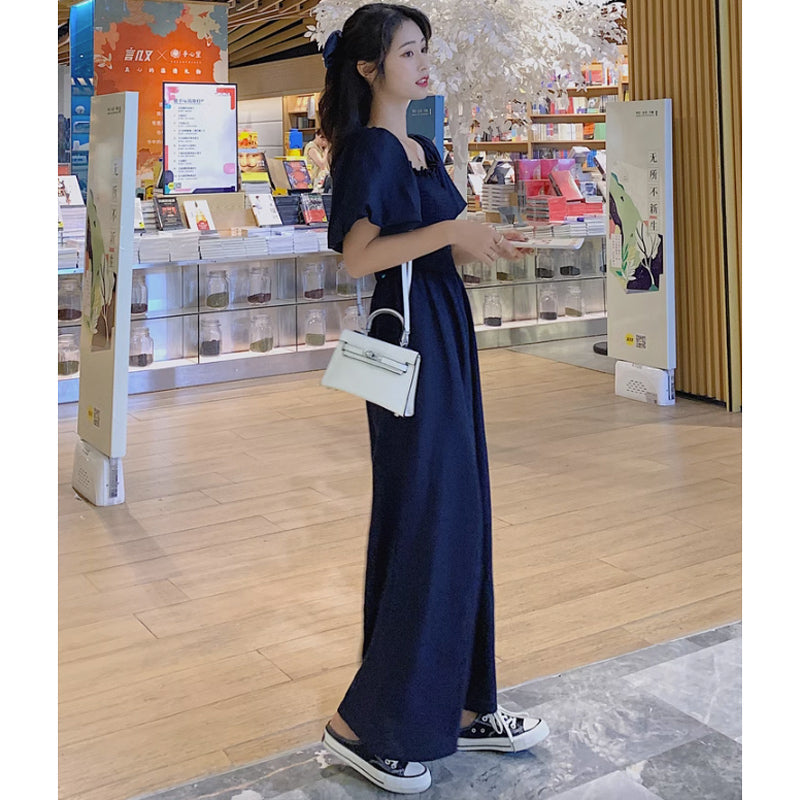 スクエアネックワイドロンパース(4colors)