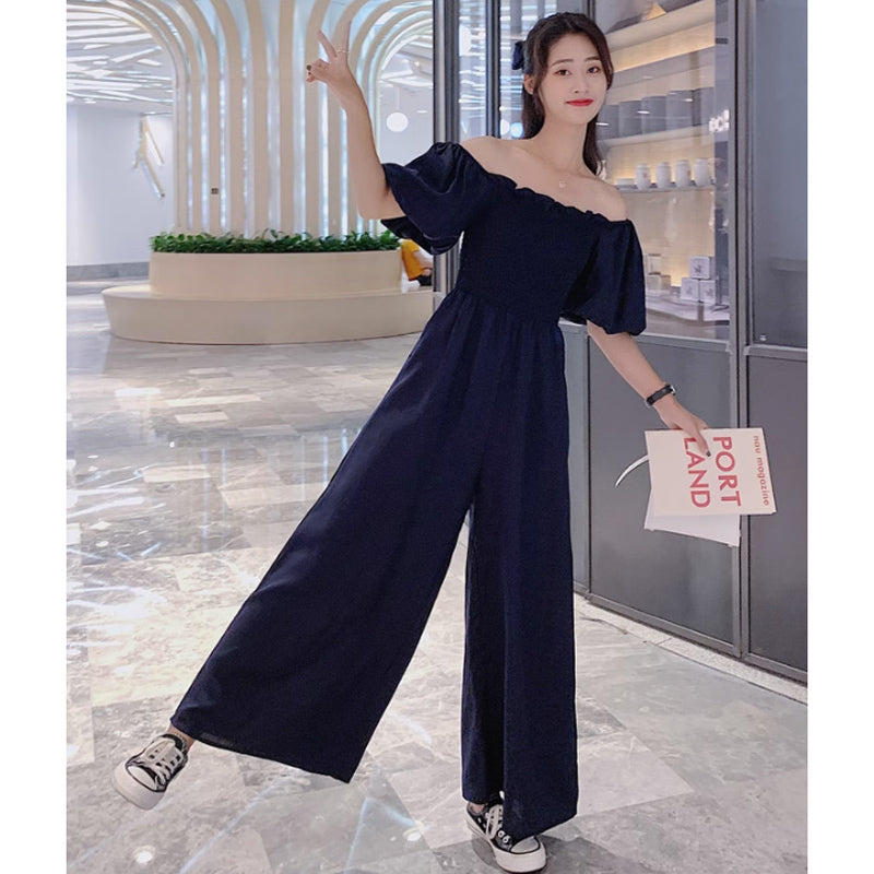 スクエアネックワイドロンパース(4colors)