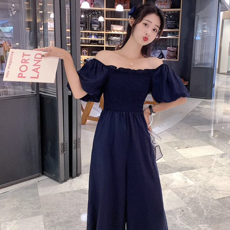 スクエアネックワイドロンパース(4colors)