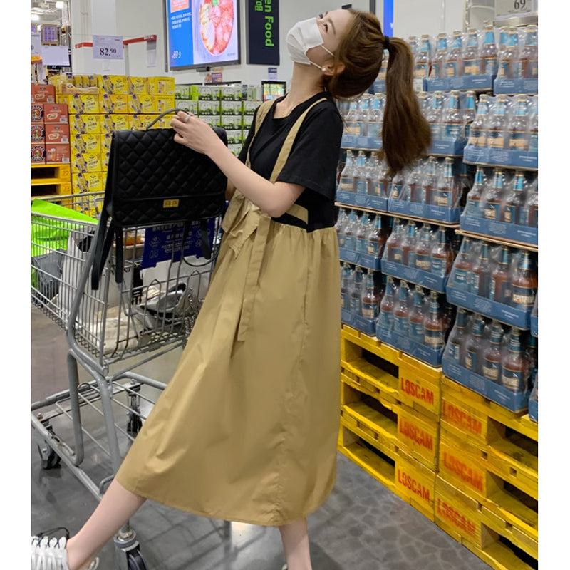 ワンショルダーフリルツートンワンピース