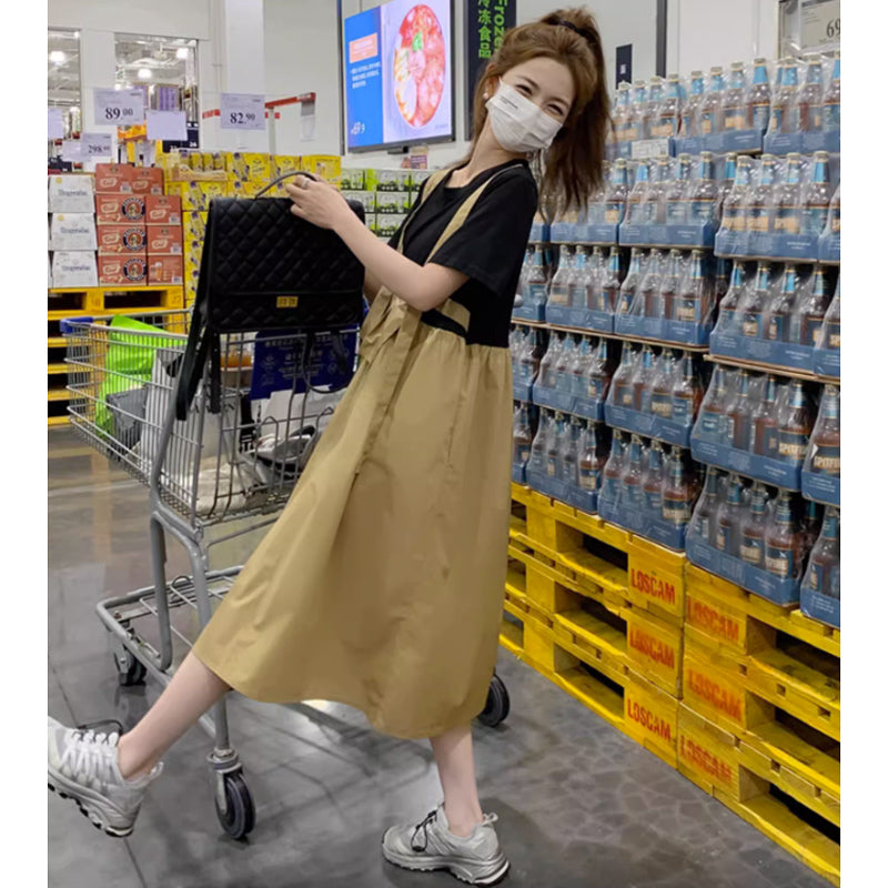 ワンショルダーフリルツートンワンピース