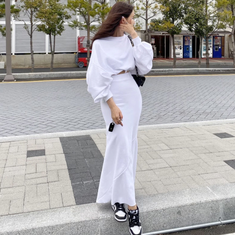 ショート丈ドルマントップ×ロングマーメイドスカート(2colors)