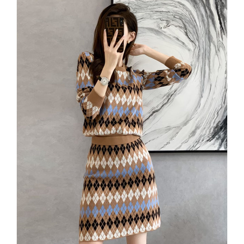 アーガイルニットセットアップ