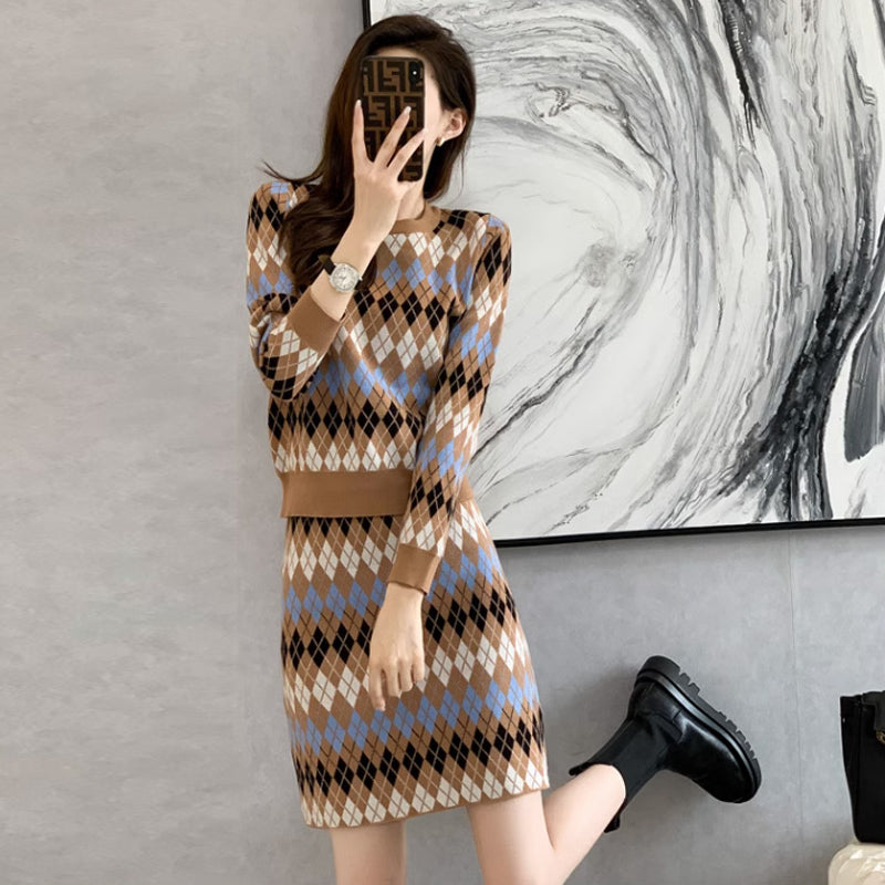 アーガイルニットセットアップ