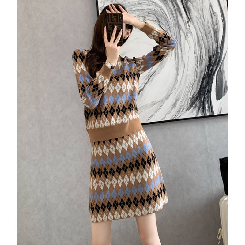 アーガイルニットセットアップ