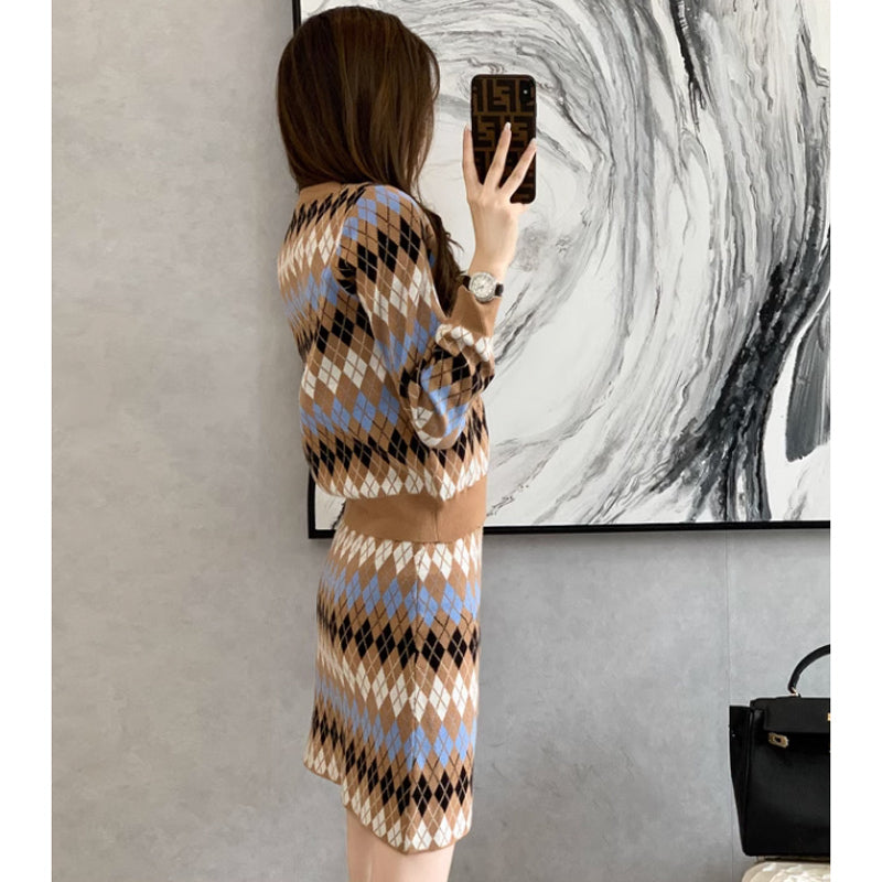 アーガイルニットセットアップ