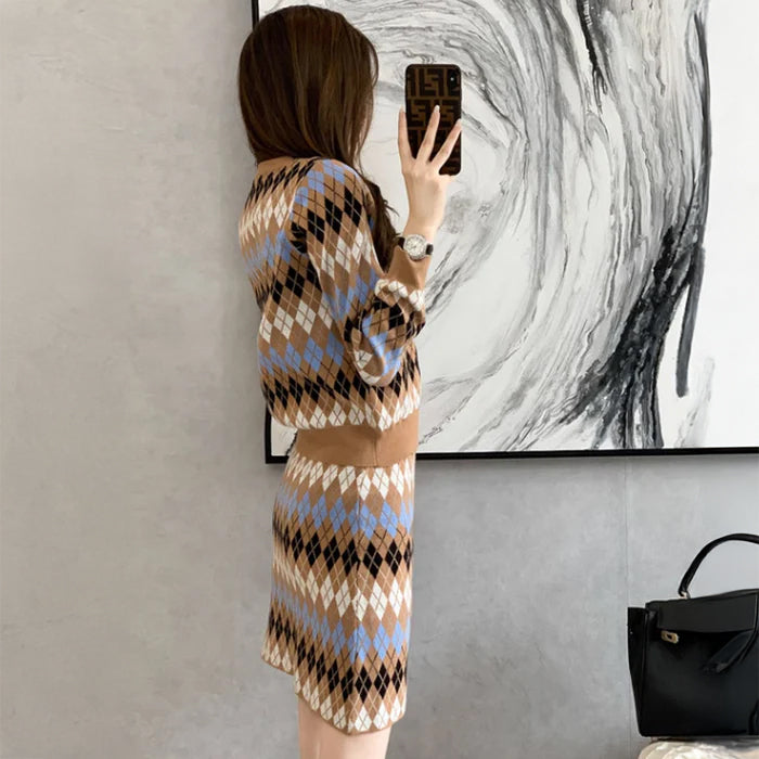 アーガイルニットセットアップ