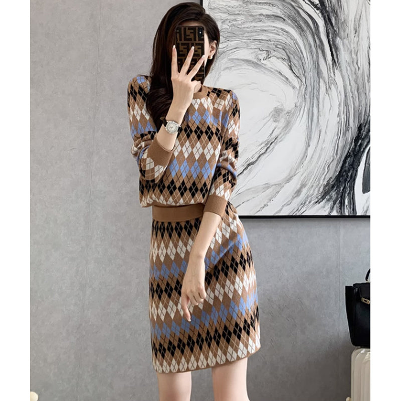 アーガイルニットセットアップ