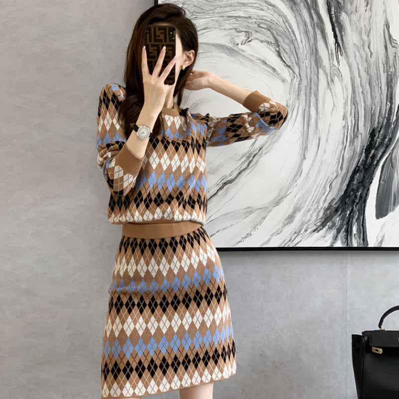 アーガイルニットセットアップ