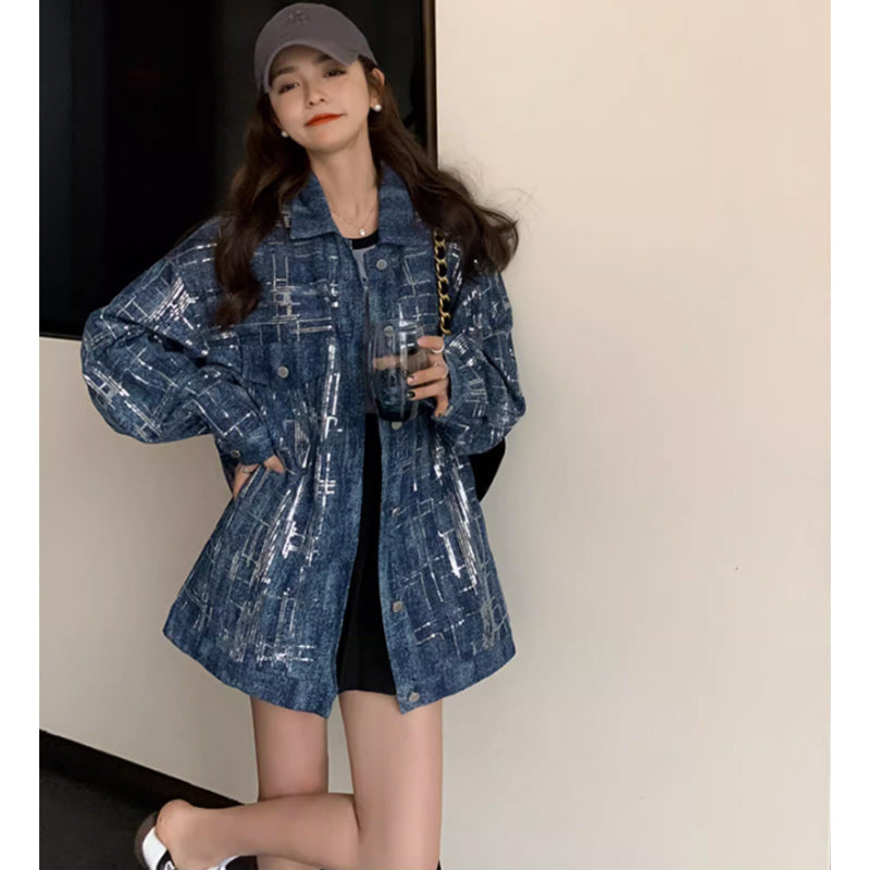 シルバーペイントデニムジャケット