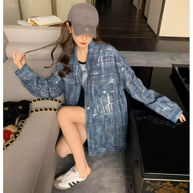 シルバーペイントデニムジャケット