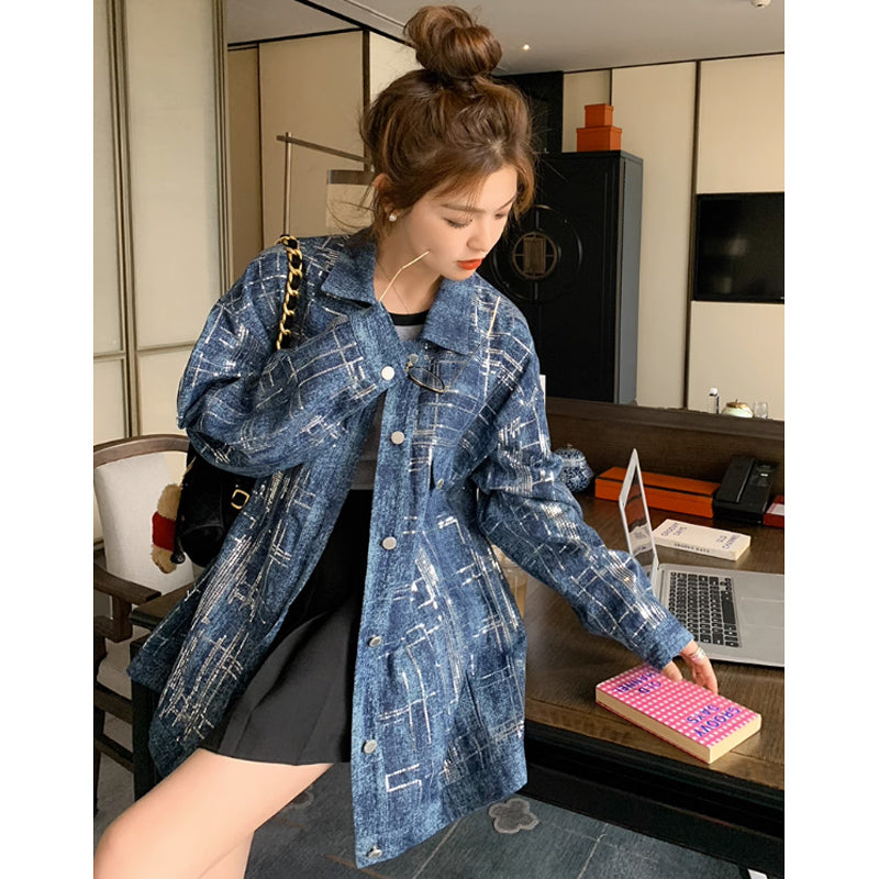 シルバーペイントデニムジャケット