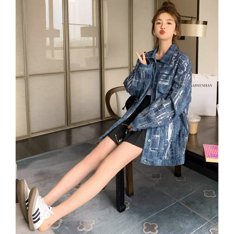 シルバーペイントデニムジャケット