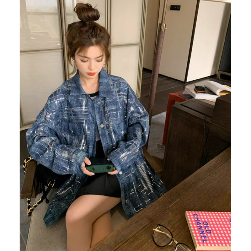 シルバーペイントデニムジャケット