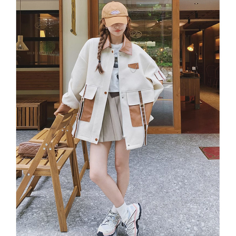 レザーポケットビッグブルゾン